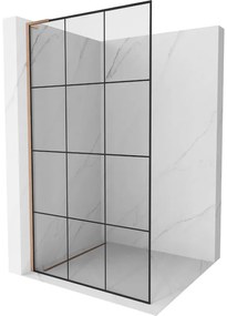Mexen Kioto L ścianka prysznicowa Walk-in 110 x 200 cm, czarna kratka, miedź szczotkowana - 800-110-103-65-77