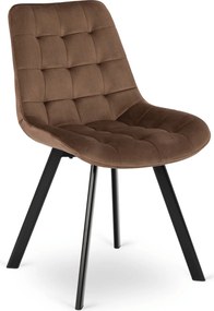 Zestaw Stół Okrągły Rozkładany LUKAS 100-250 cm Dąb Rustykalny/Czarny i 4 Krzesła Tapicerowane RICK Brązowe Welurowe Nowoczesne