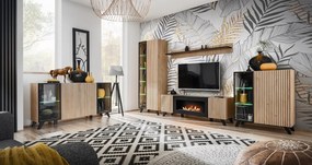 Stolik RTV LIAM 160 hickory jackson z biokominkiem ASM Meble