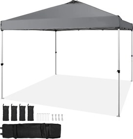 Rozkładana Altana Ogrodowa SucceBuy 304,8x304,8 Cm Plandeka Srebrna Powłoka PU 250D Przenośna Torba na Kółkach 4 Torby