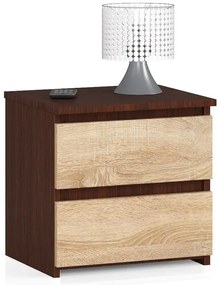 Klasyczna szafka nocna z szufladami wenge + dąb sonoma Z0-E23