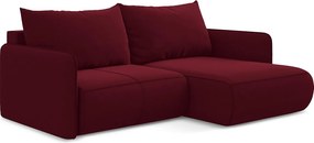 Narożnik prawostronny z funkcją spania - z tkaniny welwetowej - burgundowy - NANEA