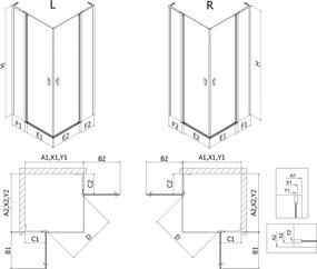 Mexen Mist L Duo kabina prysznicowa uchylna 100 x 90 cm, transparent, czarna - 8A4L-100-090-70-00