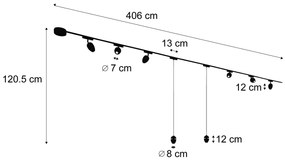 System oświetlenia szynowego z 6 reflektorami i 2 lampami wiszącymi, czarny, 1-fazowy - Magnetic Eggy Nowoczesny Oswietlenie wewnetrzne