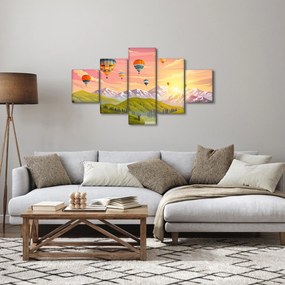 Obraz balonów nad krajobrazem (125x70 cm)