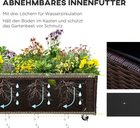 Outsunny Łóżko Podwyższone Rattanowe Kawowy Brąz 94 5x31x36cm Idealne do Ogrodu | Aosom PL