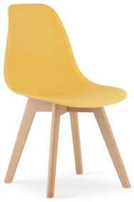 Musztardowe krzeslo KITO z bukowymi nogami