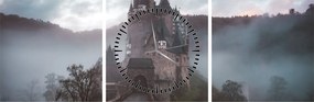Obraz - Eltz Castle, Niemcy (z zegarem) (90x30 cm)