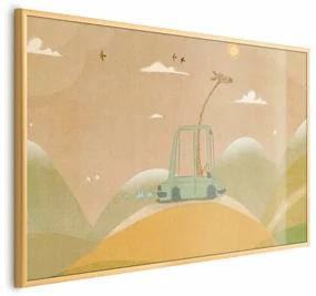 Plakat Podróżująca żyrafa 90x60 cm z ramą złotą bez marginesu ARTGEIST B