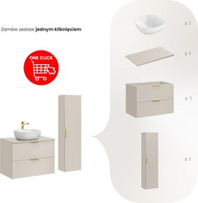 Zestaw mebli łazienkowych Adel 029 kaszmir - szafka 80 cm, umywalka nablatowa i regał