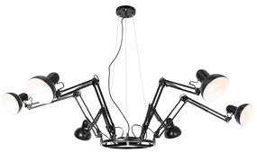 Industrialna lampa wisząca czarna 6-światłowa regulowana - Hobby SpinnePrzemysłowy Oswietlenie wewnetrzne