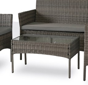 Zestaw Mebli Ogrodowych MISSISIPI Szary Sofa Krzesła Stolik Tarasowy Technorattan Nowoczesne