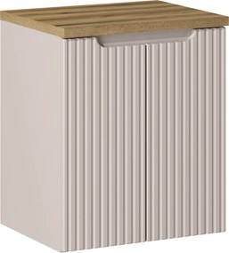 Szafka umywalkowa 2-drzwiowa Nova 50 cm z blatem, kaszmir mat/dąb coast evoke