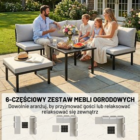 Outsunny Zestaw Mebli Ogrodowych 5-6 Osób Sofa Dwuosobowa, Krzesła, Narożnik, Stolik, Podnóżek | Aosom PL