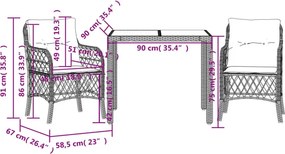 Czarny zestaw ogrodowy z kremowymi poduszkami H0-K66