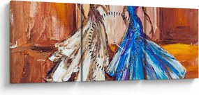 Obraz - tancerz, obraz olejny (z zegarem) (90x30 cm)