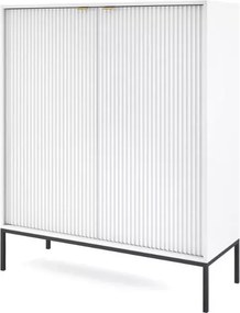 Cubero komoda wysoka 2-drzwiowa 140 cm nowoczesna z ryflowanymi frontami i metalowymi nogami