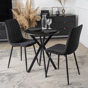 Stół Okrągły LAUREN 60 cm Czarny Loft Nowoczesny