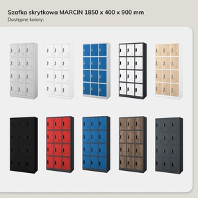 Szafka skrytkowa socjalna BHP antracytowo-niebieska, 900x1850x400 mm: MARCIN