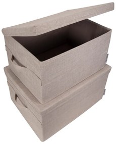 Beżowy tekstylny pojemnik z pokrywką 34x45x25 cm Soft Storage – Bigso Box of Sweden