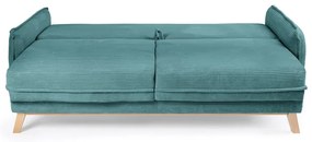 Turkusowa sztruksowa rozkładana sofa 218 cm Tori – Bonami Selection