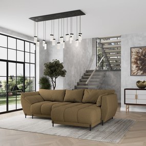 Masseno Narożnik VESTANO z funkcją spania i pojemnikiem na pościel Narozniki L, Rozkładana sofa - Miodowy, QUELLE 17