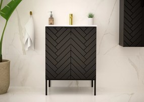 Szafka z umywalką wpuszczaną Aspen 09, czarna, 60 cm - zestaw 3