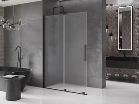 Mexen Velar ścianka prysznicowa rozsuwana Walk-in 140 x 200 cm, szron 8 mm, czarna - 871-140-000-33-70
