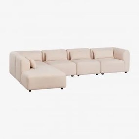 Sofa Modułowy 5-częściowy Z Lewym Szezlongiem Fogler Tkanina Baranek Boucle Kremowy Beż - Sklum