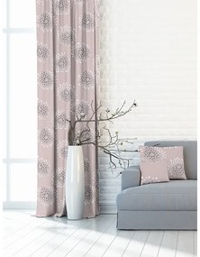 Zasłona dekoracyjna motyw roślinny dmuchawce różowa - szer. 150 cm