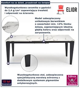 Rozkładany biały stół z blatem imitującym marmur B5-R20