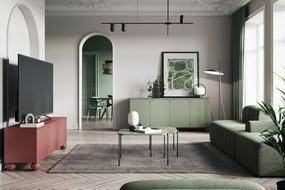 Komoda czterodrzwiowa Sonatia II 200 cm na nogach kulach - oliwka