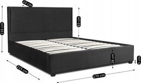 Łóżko Tapicerowane 160x200 cm ANDRE ze Stelażem Dwuosobowe Welurowe Czarne