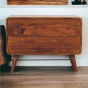 Artisan Furniture Komoda z litego drewna, 2 szuflady, ciemny brąz