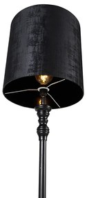 Klasyczna lampa podłogowa czarna klosz welurowy czarny 40cm - Classico klasyczny/Antyczny Oswietlenie wewnetrzne