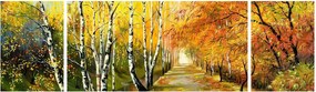 Obraz - Romantyczna aleja wzdłuż wody, obraz olejny (170x50 cm)