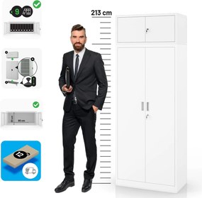 Metalowa nadstawka do szafy biurowej Ewa Compact, kolor biały