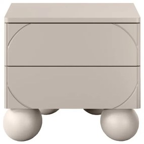 Szafka nocna z dwoma szufladami Sonatia II na nogach kulach 45 cm - kaszmir