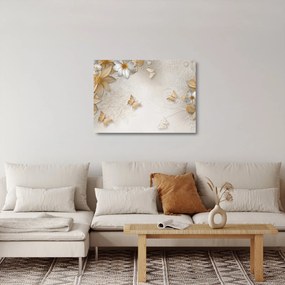 Obraz na szkle - Kwiaty z muszką (70x50 cm)