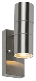 Zewnetrzna Lampa ścienna zewnętrzna stalowa 2-światłowa IP44 z czujnikiem zmierzchu - Duo Nowoczesny Oswietlenie zewnetrzne