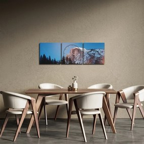 Obraz - Nocny szczyt gór (z zegarem) (90x30 cm)