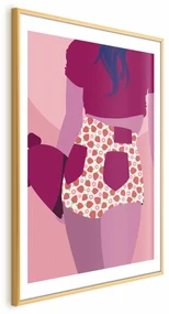 Plakat Spodenki w truskawki 21x30 cm z ramą złotą z marginesem ARTGEIST B