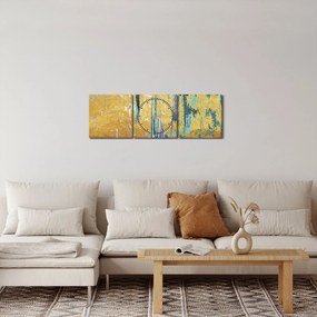 Obraz - Złoty wzór (z zegarem) (90x30 cm)