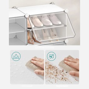 Organizer na buty KIMBERLY, 10 boksów, biały/przezroczysty SongmicsHome