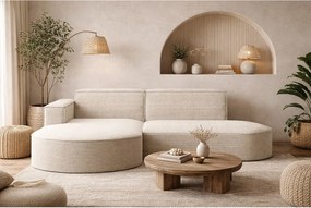 Narożnik MODENA STUDIO, tkanina sztruksowa Poso, Beżowy, Lewy