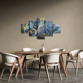 Obraz - Konie na złotym tle (125x70 cm)