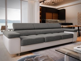 Masseno Sofa MOSINE z funkcją spania, Rozkładana sofa z regulowanymi zagłówkami - Jasnoszary, SAWANA 21 + MADRYT 920