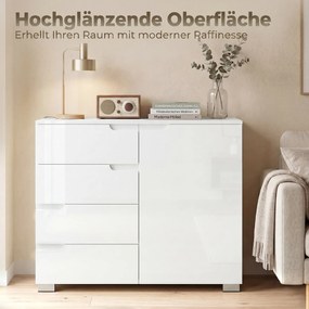 HOMCOM Komoda z 4 szufladami Sideboard z 1 drzwiami, z regulowaną półką, do salonu i sypialni 100 x 40 x 80 cm | Aosom PL