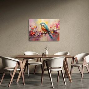 Obraz na szkle - Malowanie ptaka (70x50 cm)