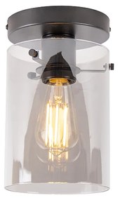 Designerska lampa sufitowa czarna z dymionym szkłem - DomeDesignerski Oswietlenie wewnetrzne
